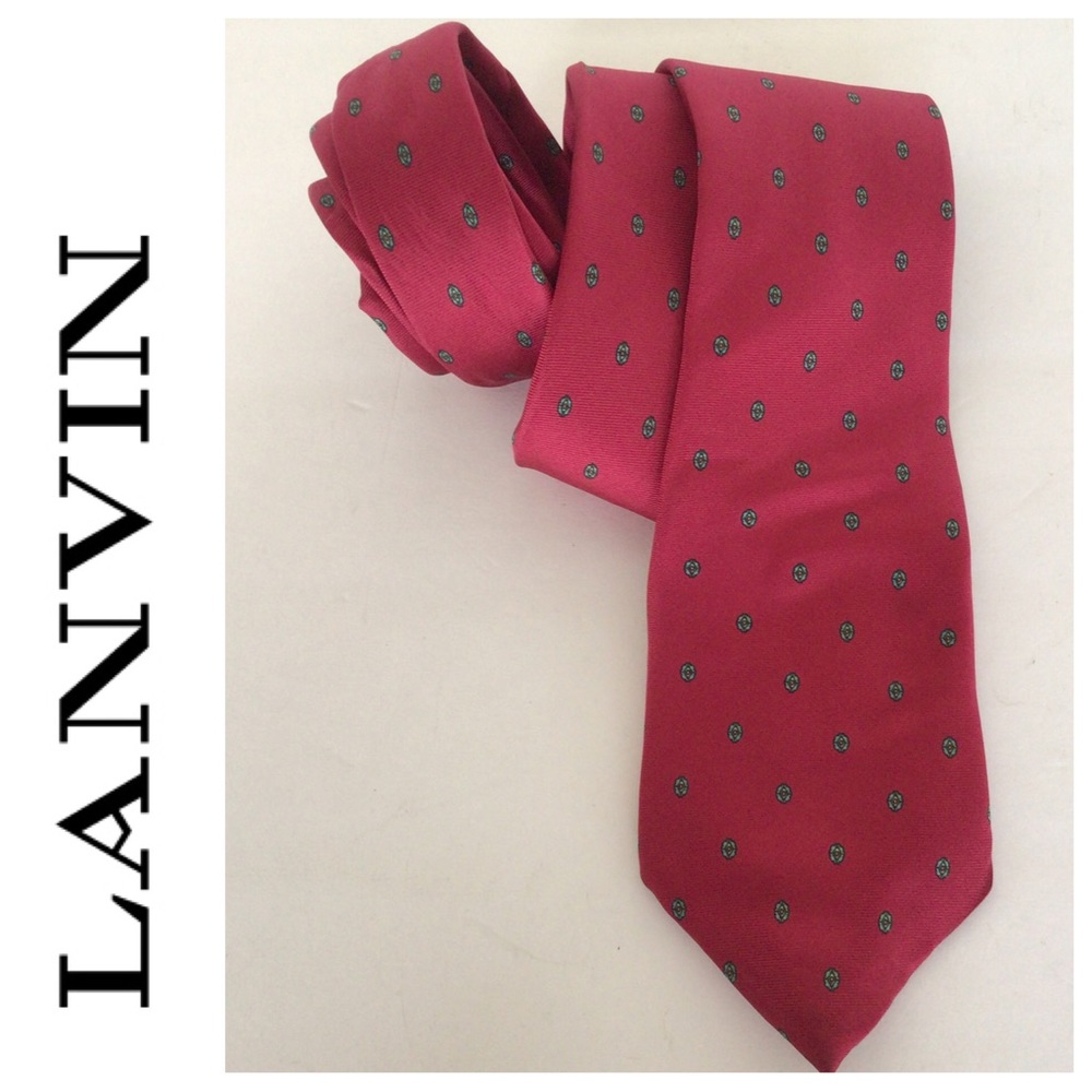 VINTAGE LANVIN SILK TIE RED MADE IN ITALY